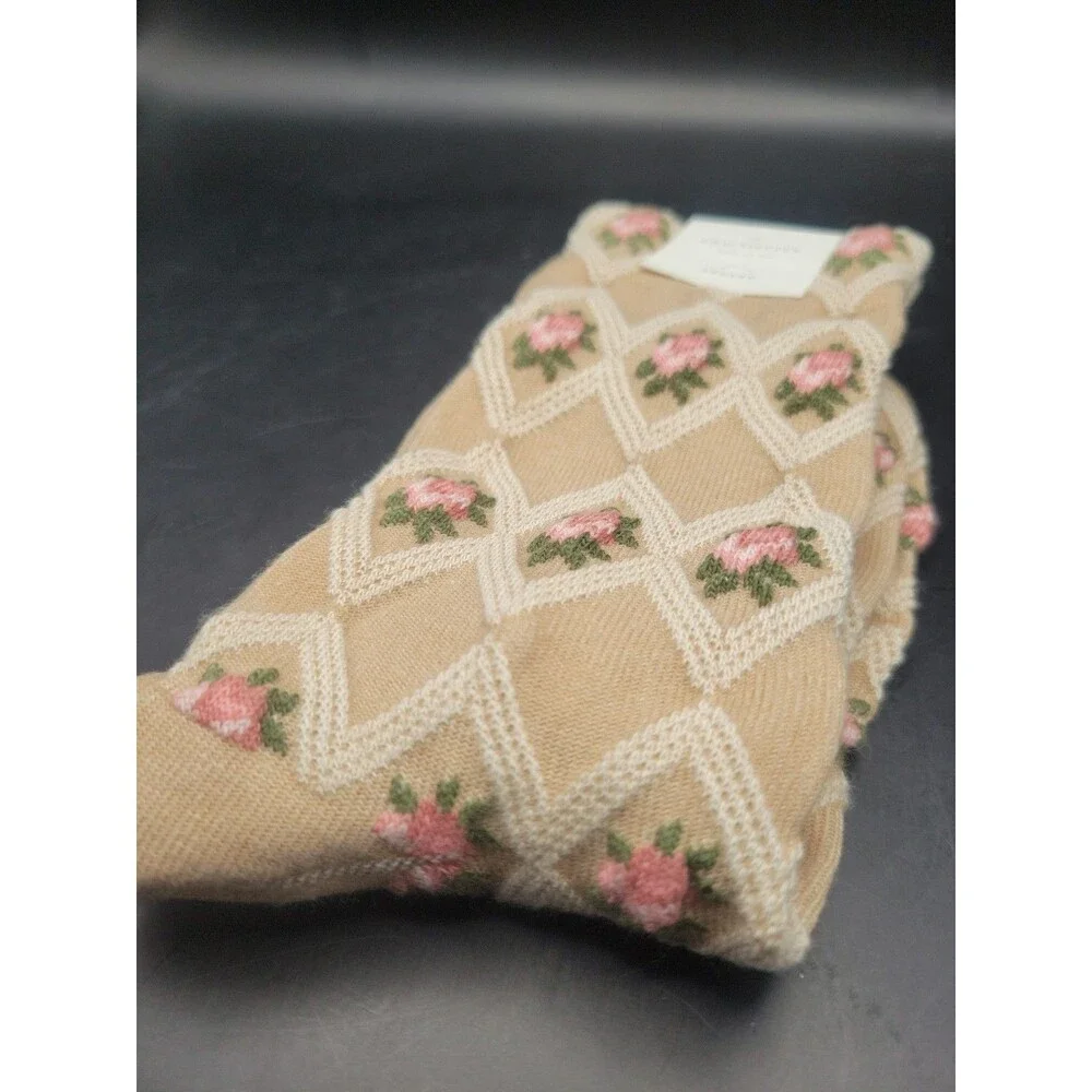 Sézane Julia Socks Vintage Rose Blush/ Beige Cotton Blend One Size France